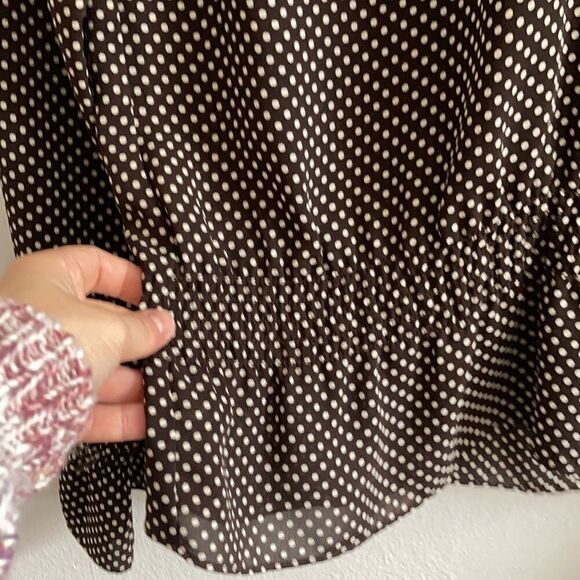 Ann Taylor XSP Bell Sleeve Polka Dotted Elastane Long Sleeve - Picture 7 of 15